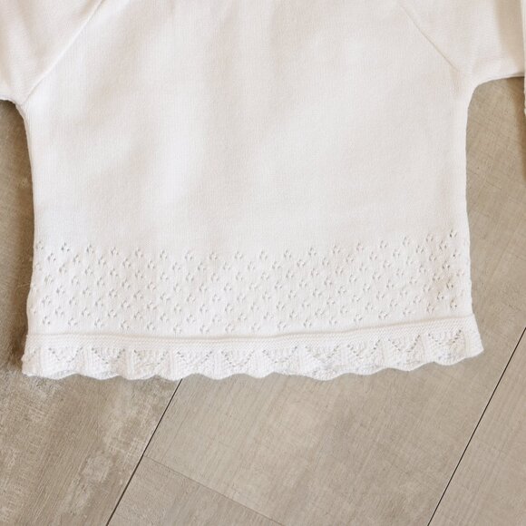 White 100% Cotton Pointelle Cardigan Sweater Newborn Feltman Brothers NWT - Picture 7 of 7